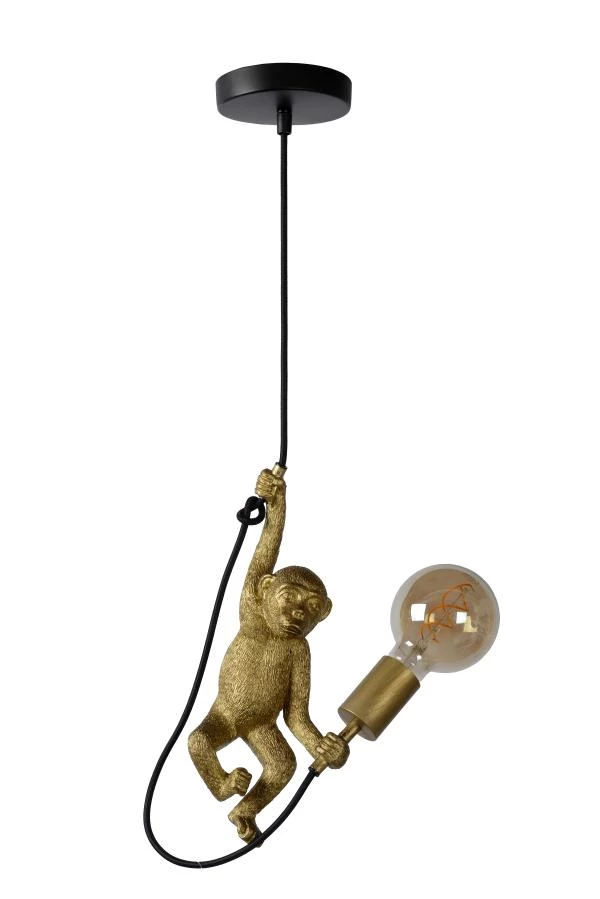 Lucide EXTRAVAGANZA CHIMP - Hanglamp - Ø 17,6 cm - 1xE27 - Zwart - uitgezet